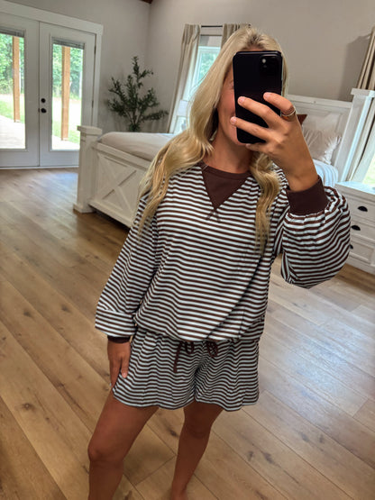 Mocha & Blue Mornings Stripe Set