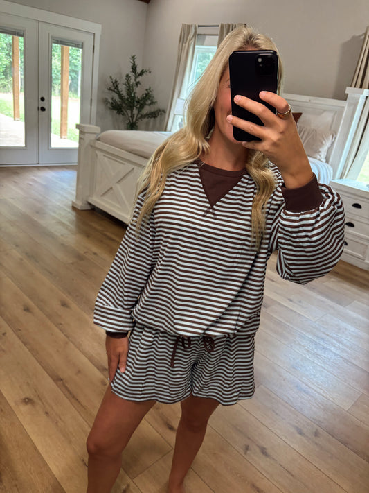 Mocha & Blue Mornings Stripe Set