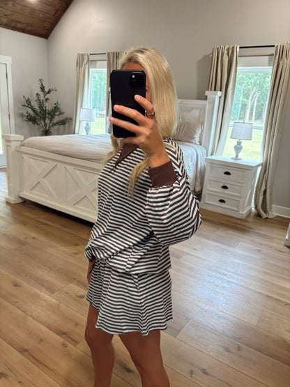 Mocha & Blue Mornings Stripe Set