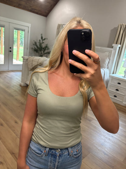Sage Scoop Neck Tee
