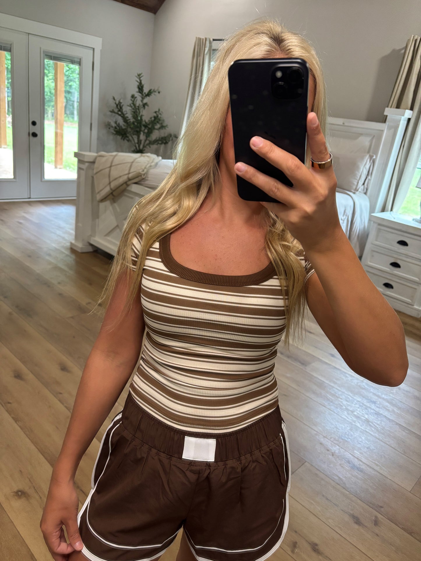Chocolate Stripe Ribbed Top