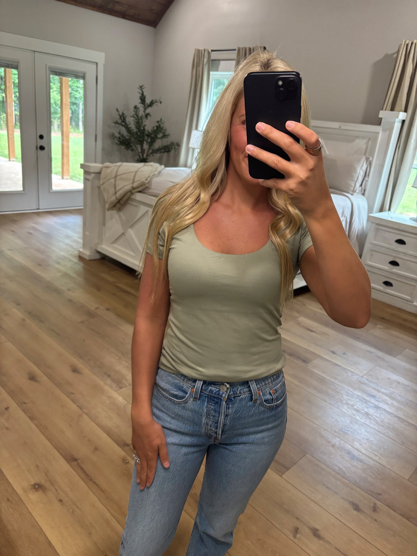 Sage Scoop Neck Tee